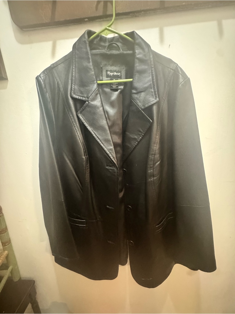 Maggie Barnes Black Leather Blazer Jacket